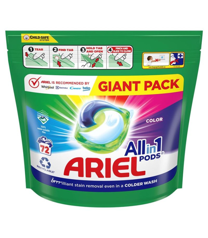 Kapsle na praní Ariel - color, 72 dávek