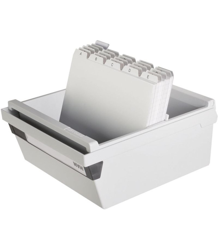 Kartotéka HAN A5 - s víkem, 235 x 190 x 250 mm, na šířku, světle šedá