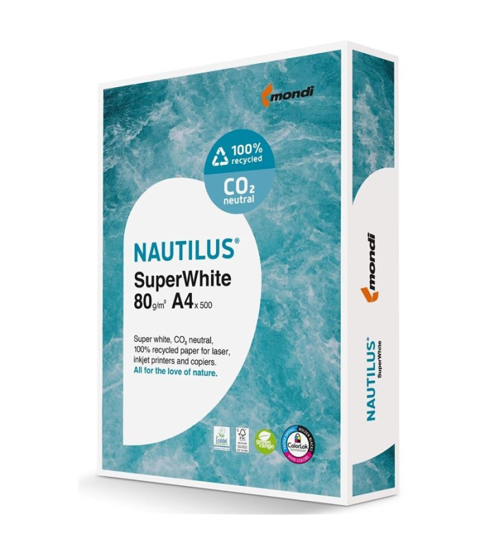 Recyklovaný papír Nautilus Superwhite - A4, zářivě bílý, 80 g/m2, CIE 150, 500 listů