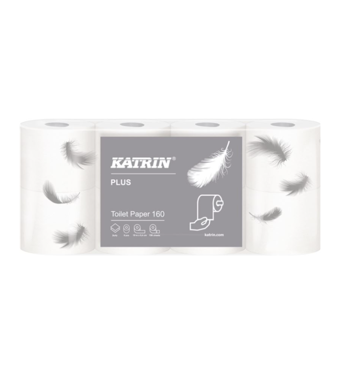 Toaletní papír Katrin - 2vrstvý, bílý, 18,2 m, 8 rolí