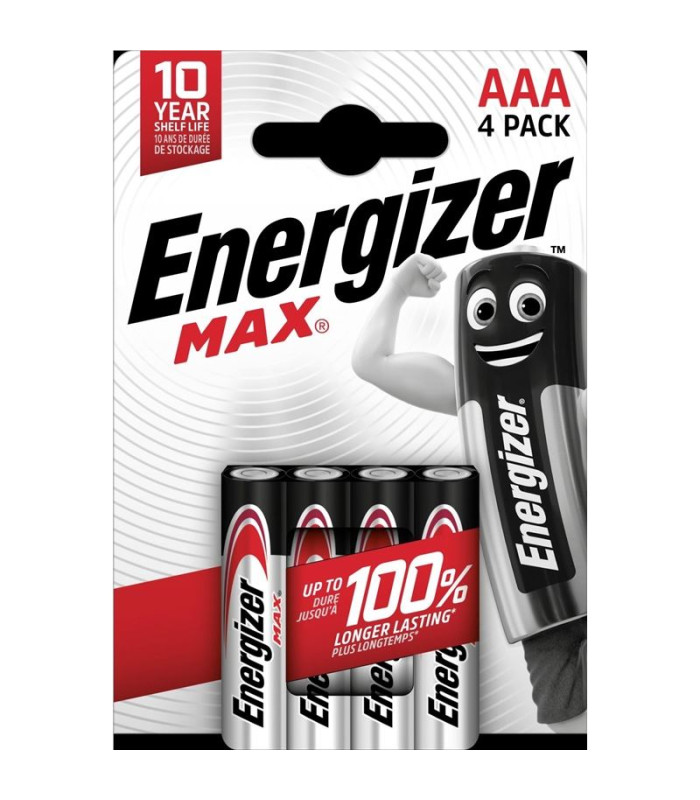Alkalické baterie Energizer Max - 1,5V, LR03, typ AAA, 4 ks