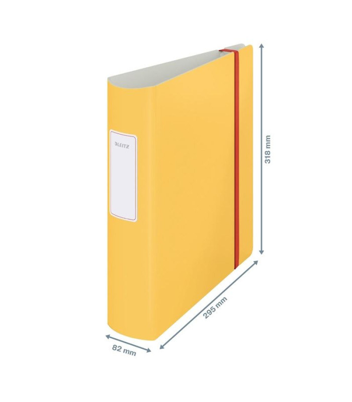 Pákový pořadač Leitz Cosy 180° - A4, celoplastový, šíře hřbetu 8,2 cm, žlutý