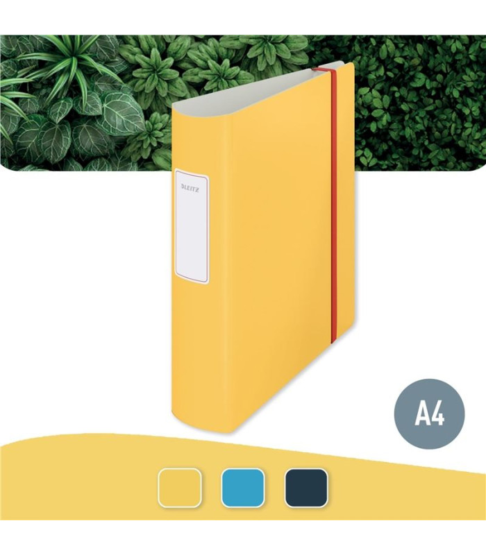 Pákový pořadač Leitz Cosy 180° - A4, celoplastový, šíře hřbetu 8,2 cm, žlutý