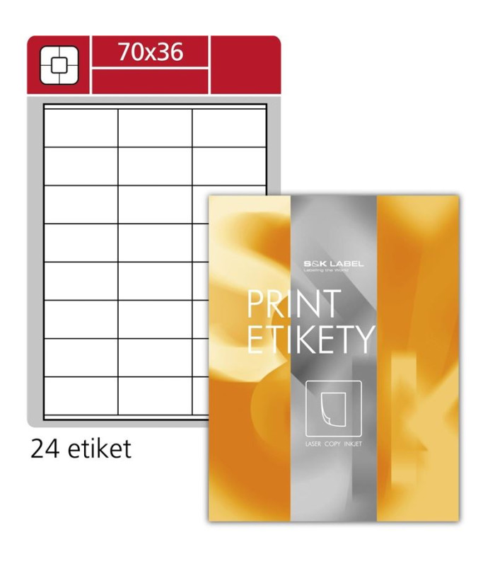 Snímatelné etikety, bílé, 70,0 x 36,0 mm, 2400 ks