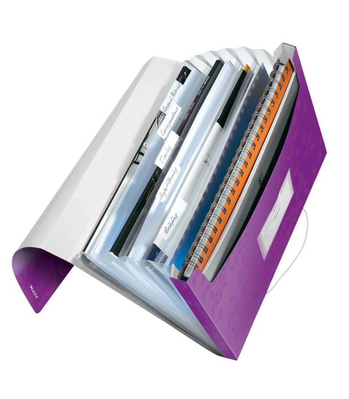 Aktovka s přihrádkami Leitz WOW - A4, purpurová, 6 přihrádek