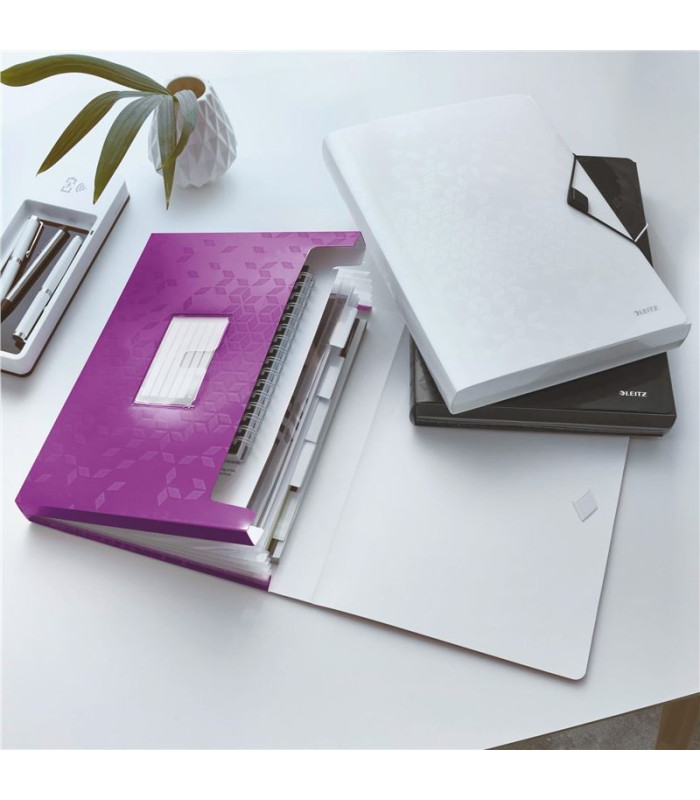 Aktovka s přihrádkami Leitz WOW - A4, purpurová, 6 přihrádek