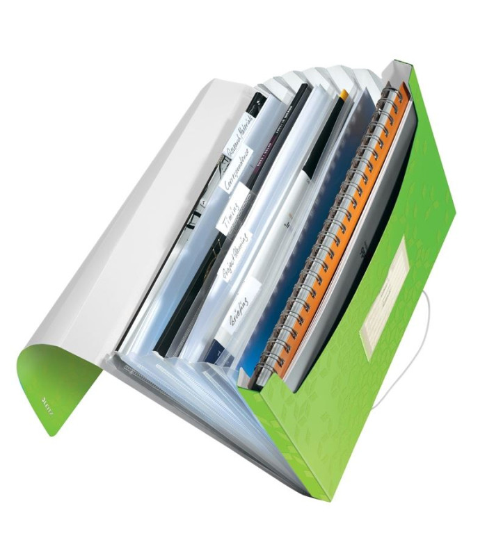 Aktovka s přihrádkami Leitz WOW - A4, zelená, 6 přihrádek