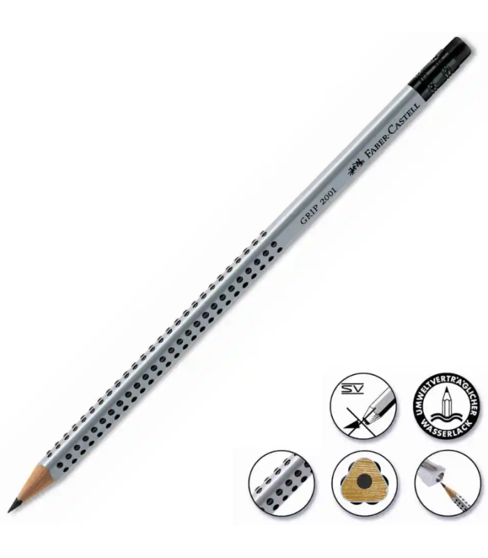 Grafitová tužka Faber-Castell Grip 2001 - s pryží, HB, 12 ks