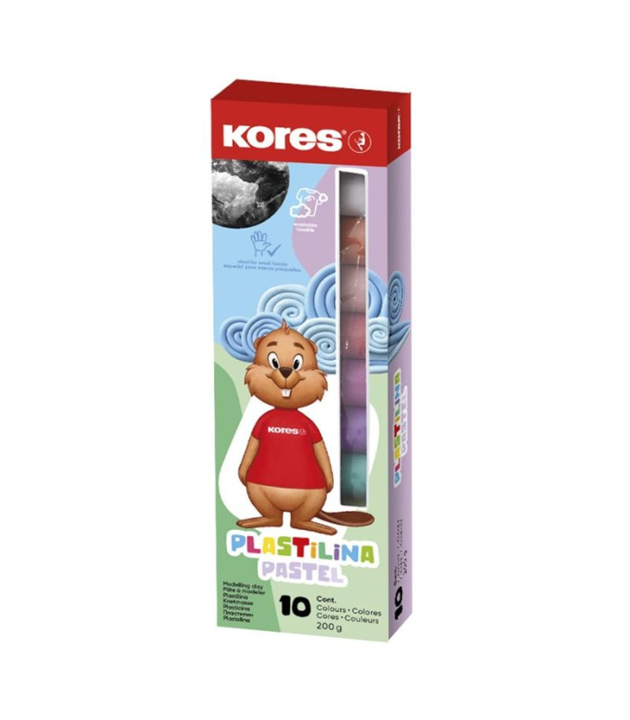 Modelovací hmota Kores - 10 pastelových barev, 200 g