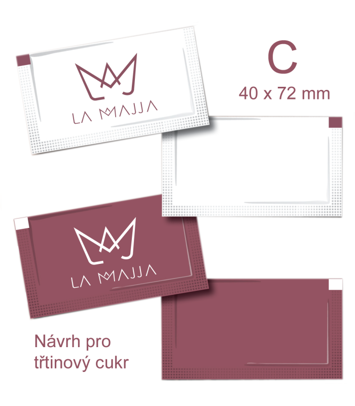 Cukr třtinový s vlastním logem 4g , typ sáčku C, 40 x 72 mm, 1000 ks, CANE