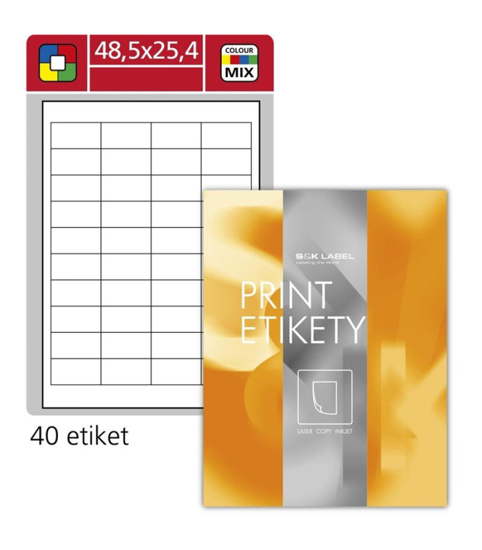 Univerzální etikety S&K Label - bílé, 48,5 x 25,4 mm, 4 000 ks