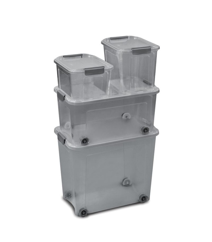 Plastová krabice Shadow - recyklovaný materiál, šedá, 67 l