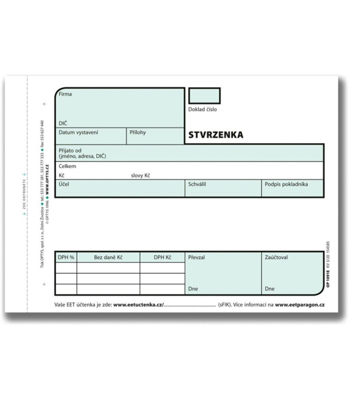 Příjmový pokladní doklad, nečíslovaný, 2x 50 listů