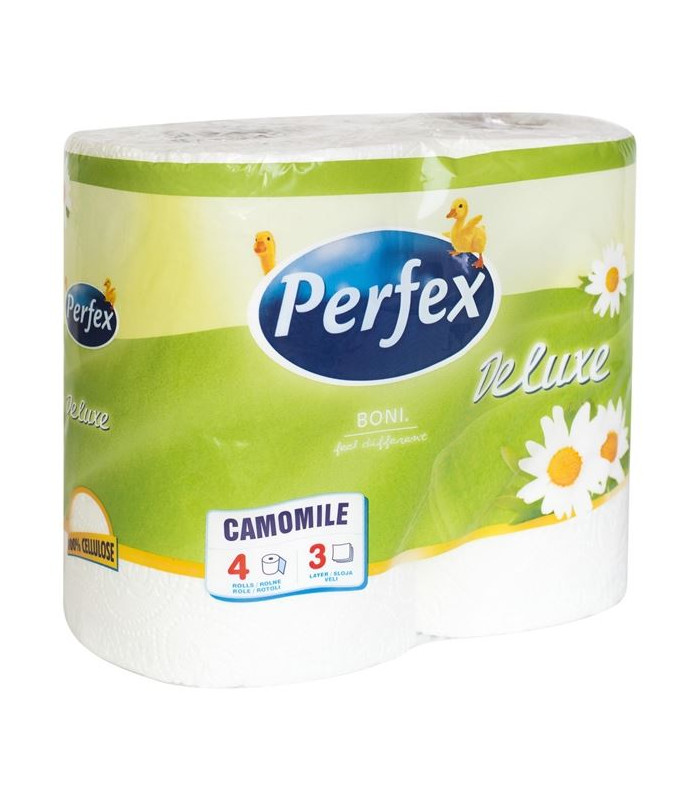 Toaletní papír Perfex - heřmánek De Luxe, 3vrstvý, bílý, 4 ks