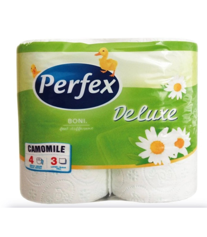 Toaletní papír Perfex - heřmánek De Luxe, 3vrstvý, bílý, 4 ks