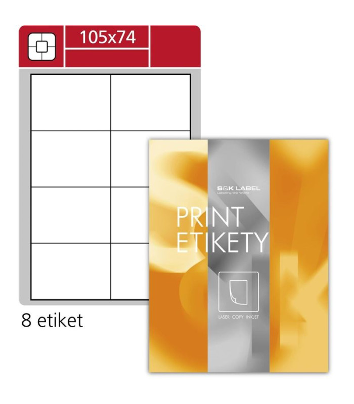 Lesklé etikety S&K Label - bílé, 105 x 74 mm, 800 ks