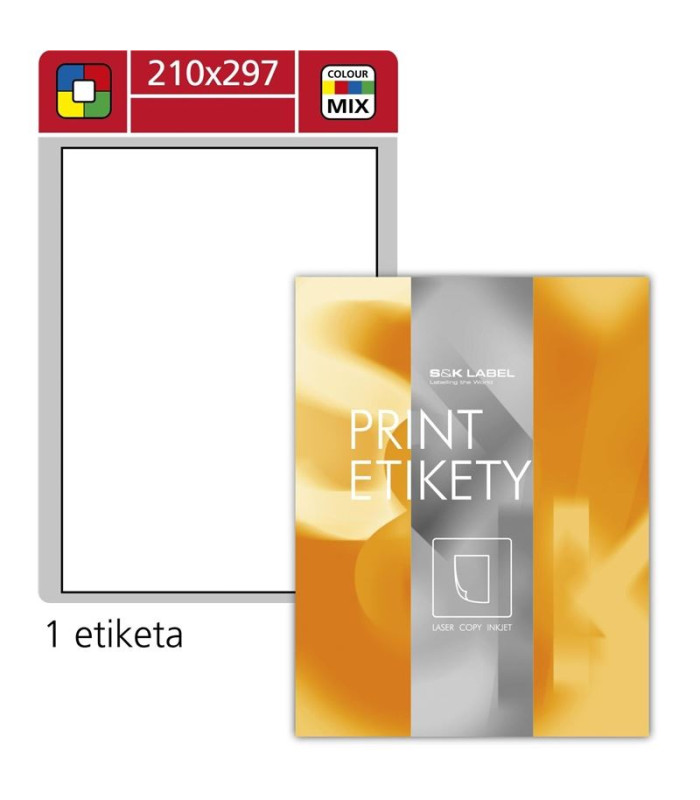 Univerzální etikety S&K Label - mix barev, 210 x 297 mm, 100 ks