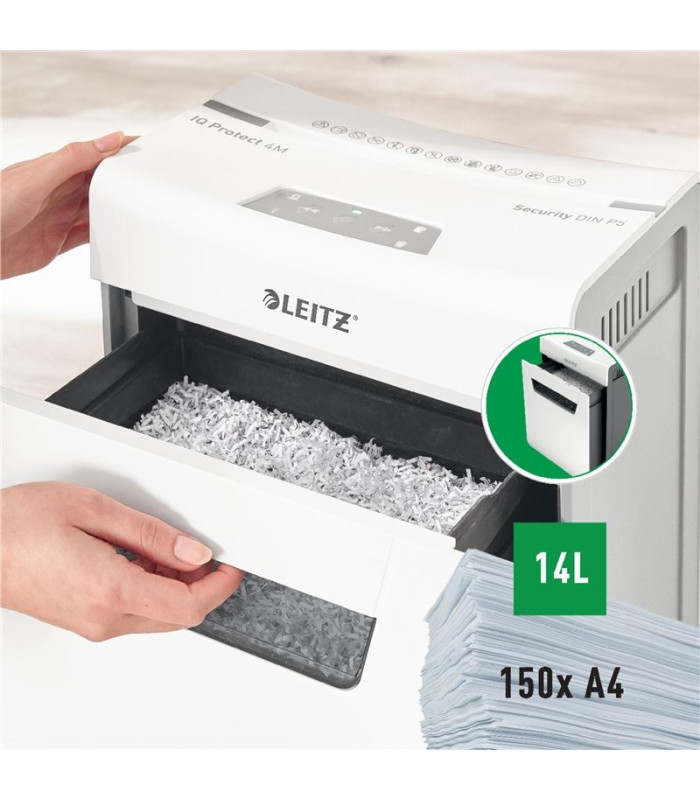 Skartovačka Leitz IQ Protect 4M - P5, řez na mikročástice 2 x 15 mm