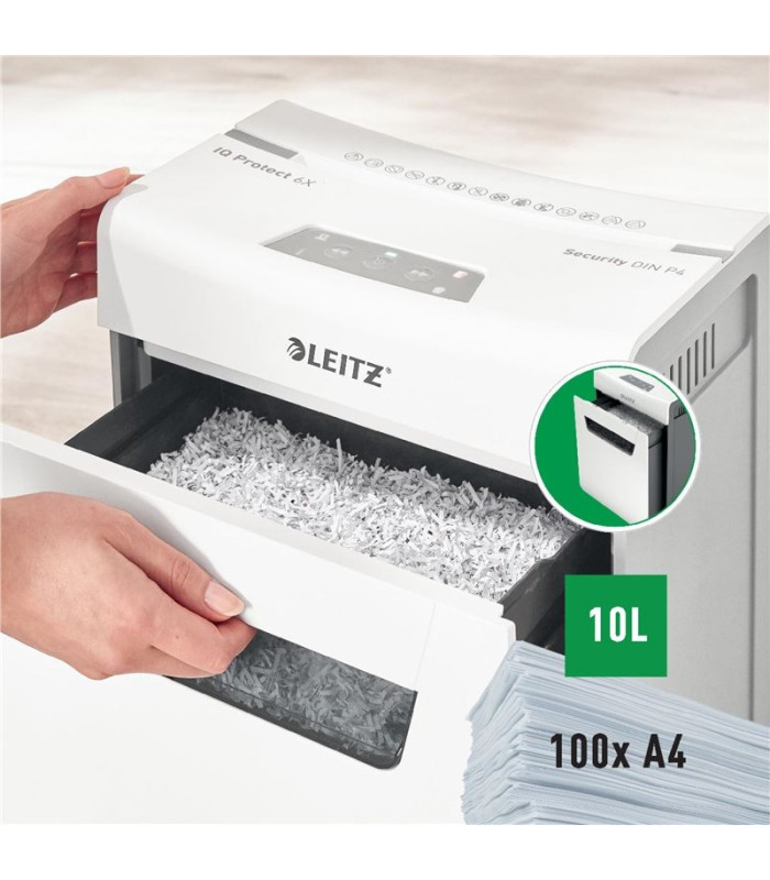 Skartovačka Leitz IQ Protect 6X EU - P4, řez na mikročástice 4 x 40 mm