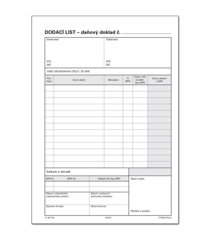 Dodací list A5, 50 listů