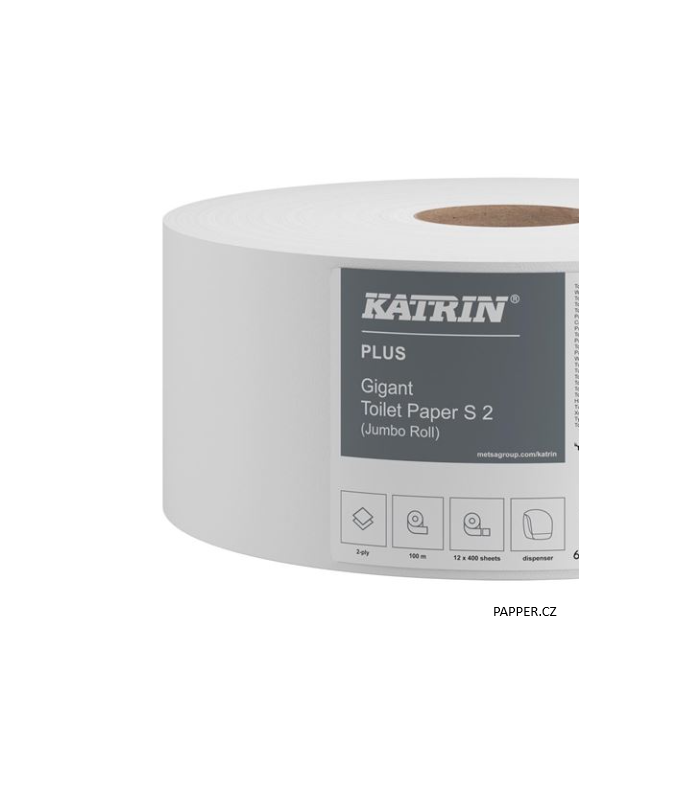 Toaletní papír jumbo Katrin - S2, dvouvrstvý, bílý, 180 mm, 12 rolí (2511)