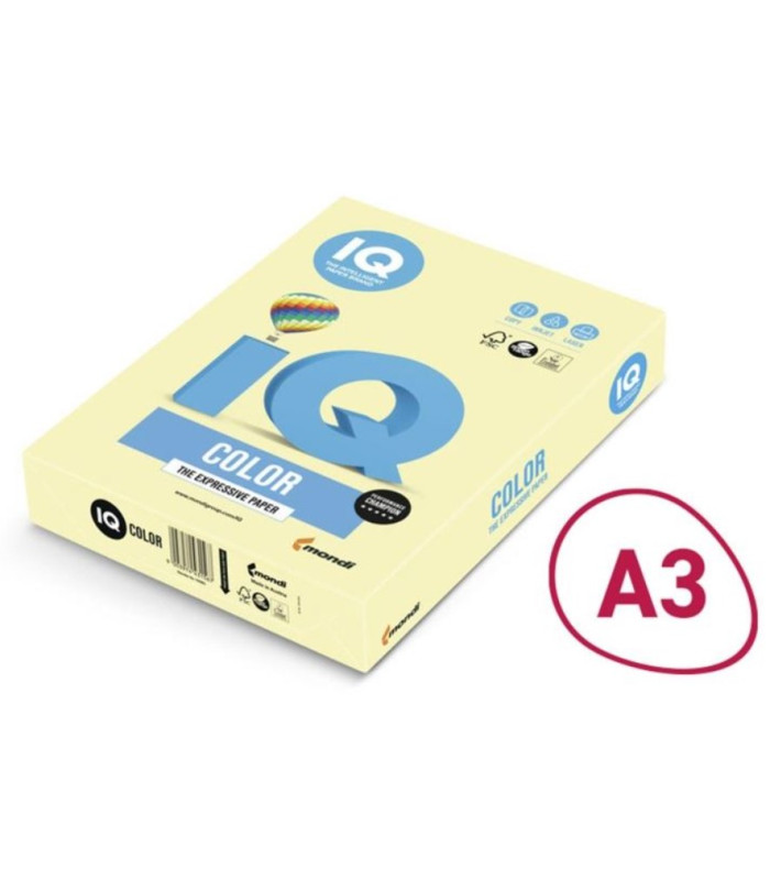 Barevný papír IQ Color A3 - YE23, žlutý, 160 g/m2, 250 listů