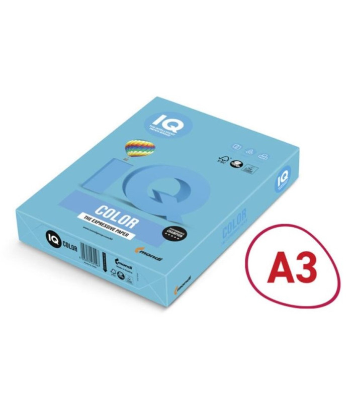 Barevný papír IQ Color A3 - MB30, středně modrý, 160 g/m2, 250 listů