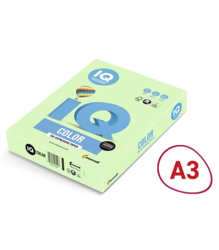 Barevný papír IQ Color A3 - MG28, středně zelený, 160 g/m2, 250 listů