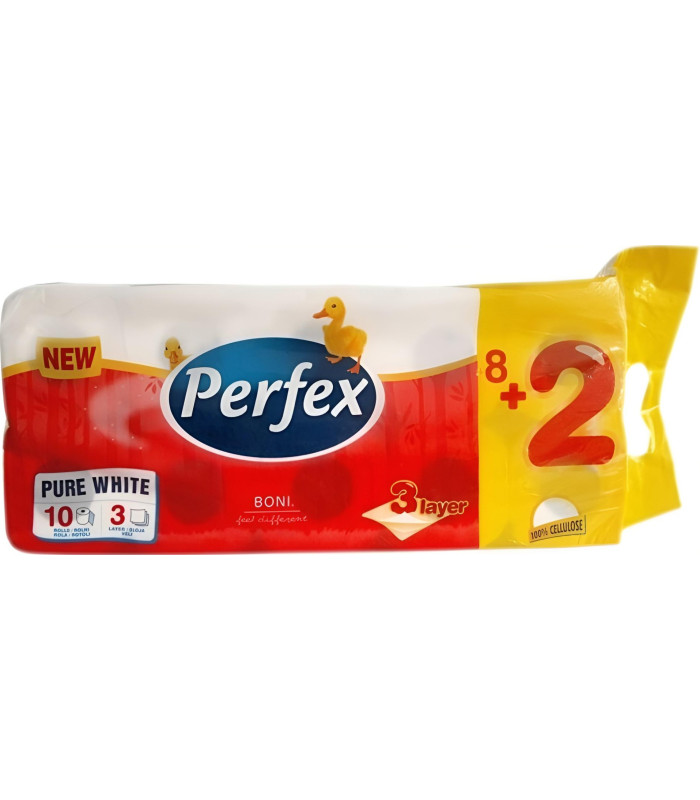 Toaletní papír Perfex - 3vrstvý, bílý, 10 rolí (050307)