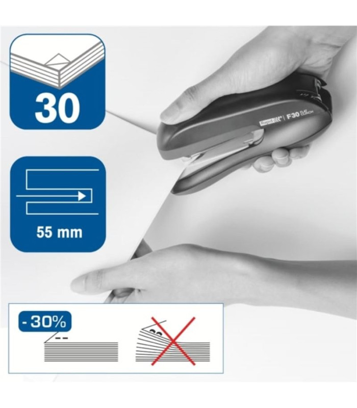 Sešívačka Rapid F30 - 30 listů, ploché sešívání, červená