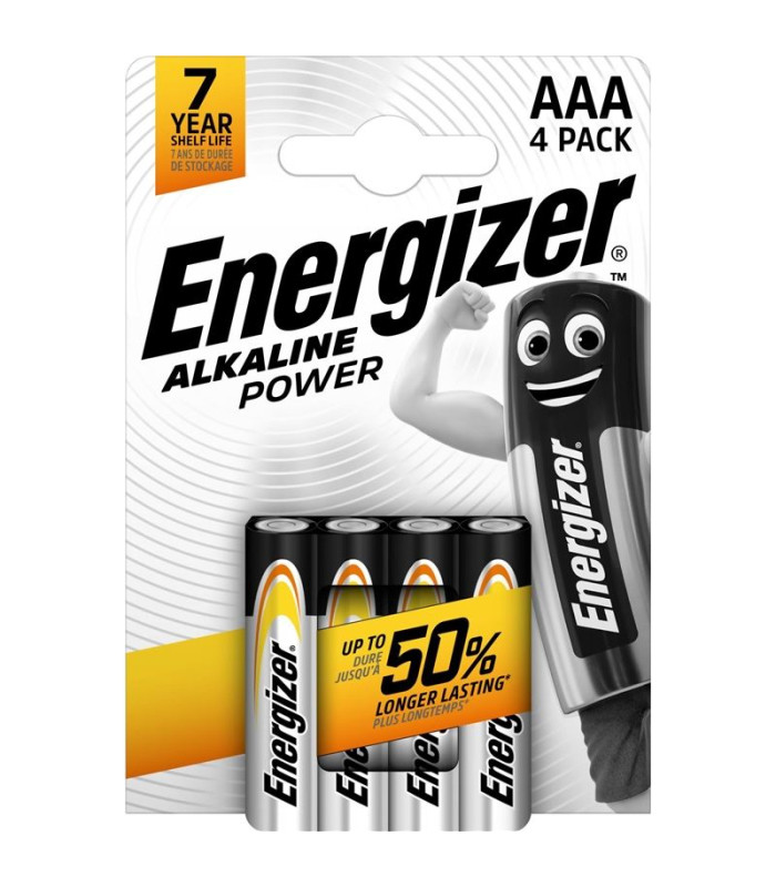 Alkalické baterie Energizer Power - 1,5V, LR03, typ AAA, 4 ks