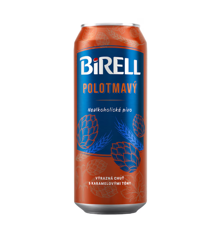 Nealkoholické pivo Birell - polotmavé, 24x 0,5 l, plech