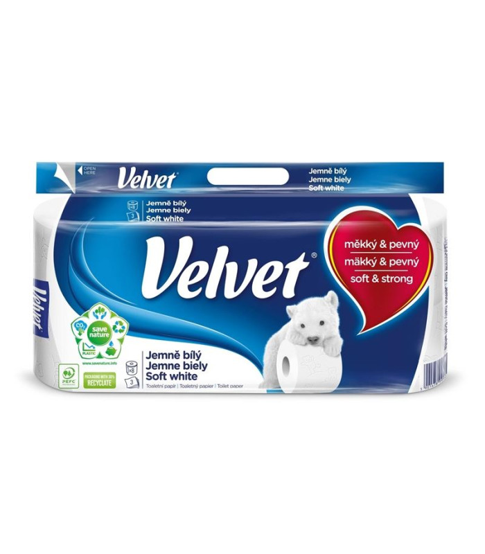 Toaletní papír Velvet - 3vrstvý, 8 rolí