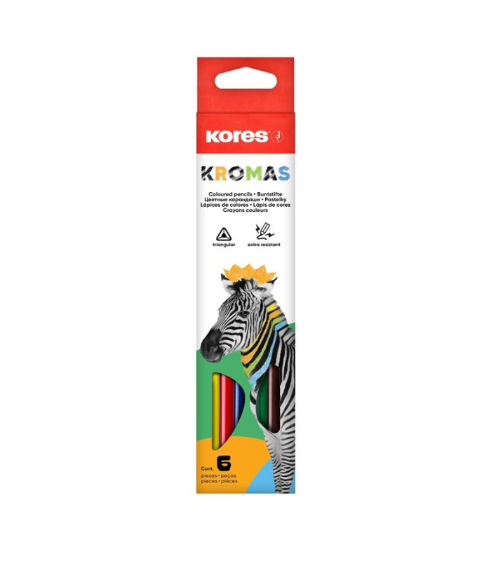 Trojhranné pastelky Kromas - 3 mm, 6 barev